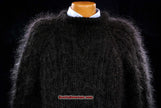 Men's ultra-soft angora crewneck sweater in multiple colors and sizes, warm and luxurious design.