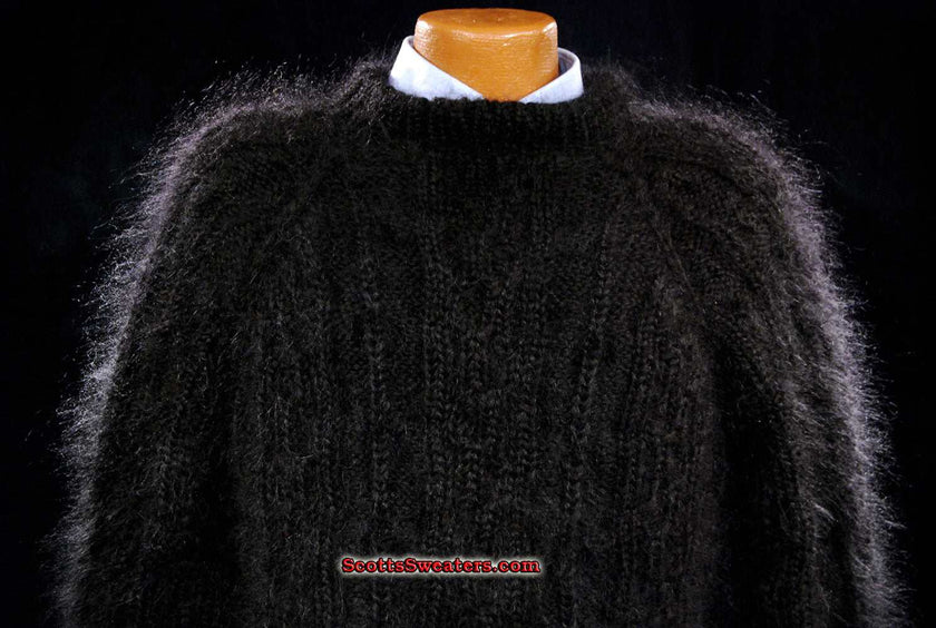 Men's ultra-soft angora crewneck sweater in multiple colors and sizes, warm and luxurious design.