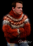 Copper colored men's handknit mohair turtleneck sweater