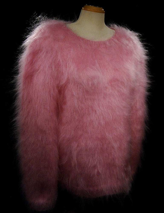 Women's Mohair Sweater Fuzzy Hand-Knit Pullover