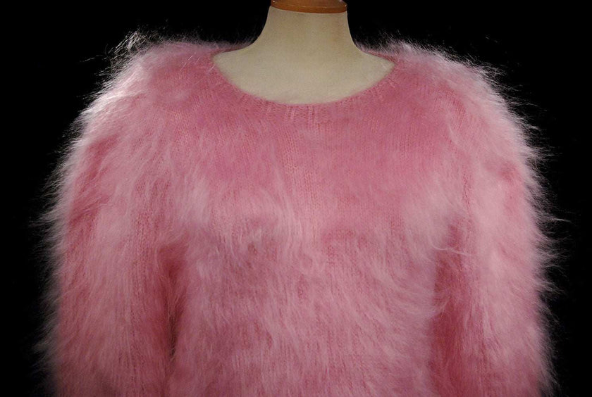 Women's Mohair Sweater Fuzzy Hand-Knit Pullover