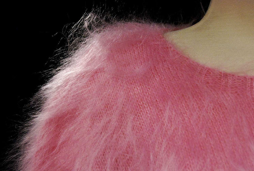 Women's Mohair Sweater Fuzzy Hand-Knit Pullover