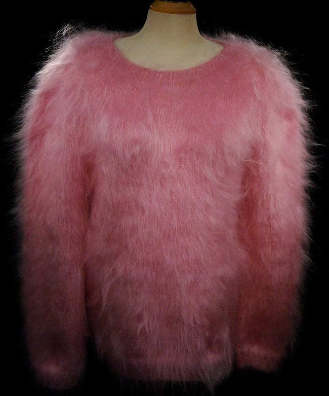 Women's Mohair Sweater Fuzzy Hand-Knit Pullover