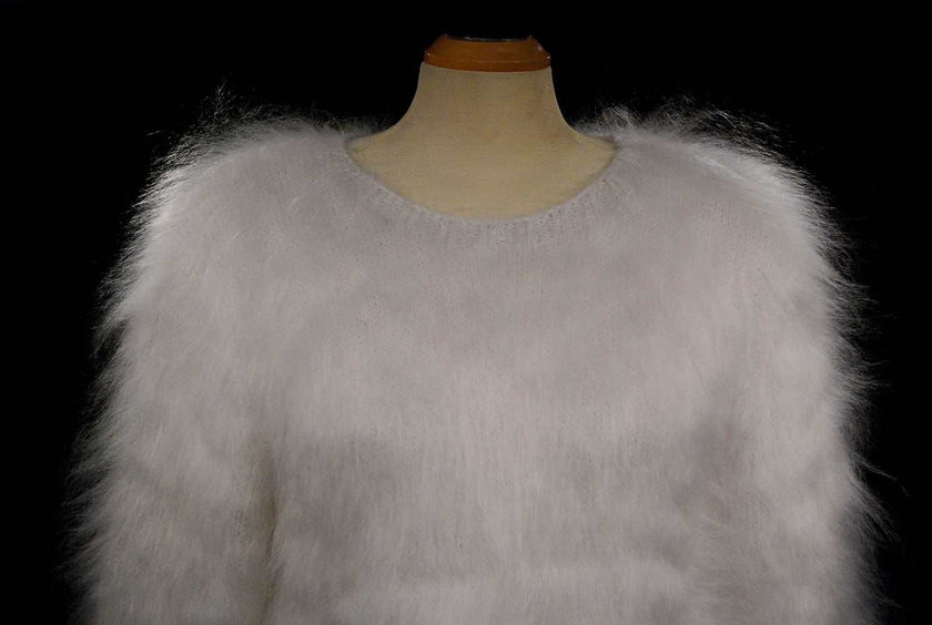 Women's Mohair Sweater Fuzzy Hand-Knit Pullover