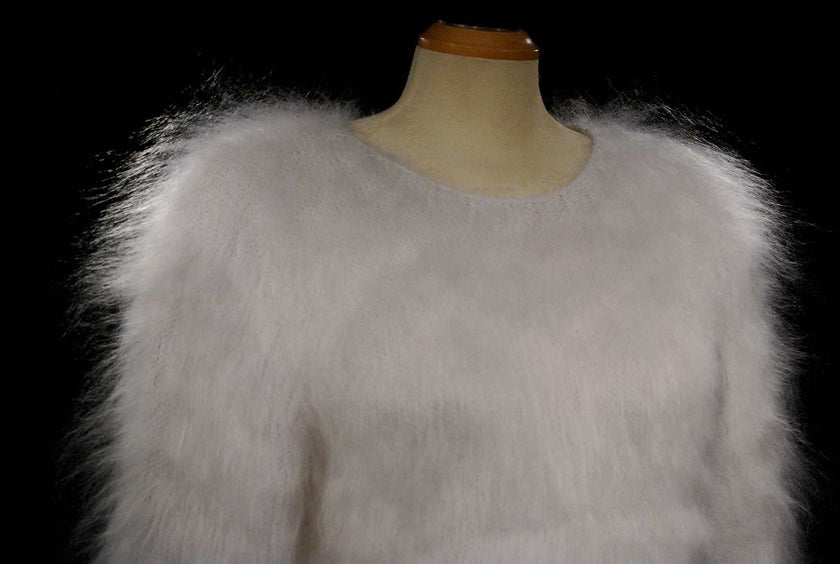 Women's Mohair Sweater Fuzzy Hand-Knit Pullover