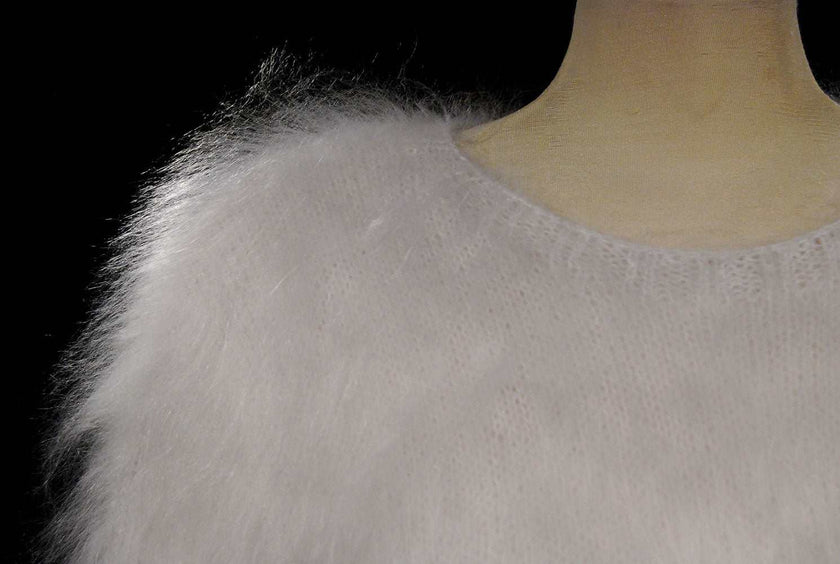 Women's Mohair Sweater Fuzzy Hand-Knit Pullover