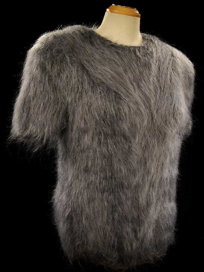 Woman's hand-knit gray mohair short-sleeve sweater by Scott's Sweaters medium to XL
