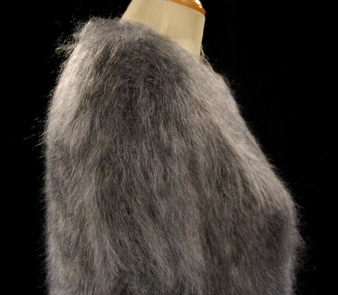 Woman's hand-knit gray mohair short-sleeve sweater by Scott's Sweaters medium to XL size