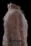 Dark-beige men's handknit mohair shawl-neck sweater in X-Large with relaxed fit