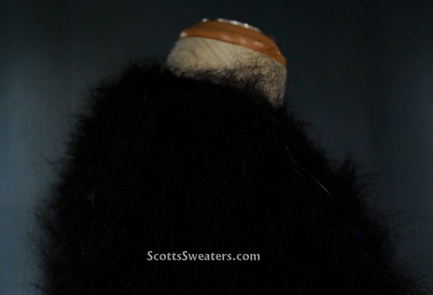 Black mohair sweater-coat with matching belt by Scott's Sweaters 2XL