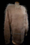 Woman's long fuzzy champagne mohair sweater large size crewneck by Scott's Sweaters