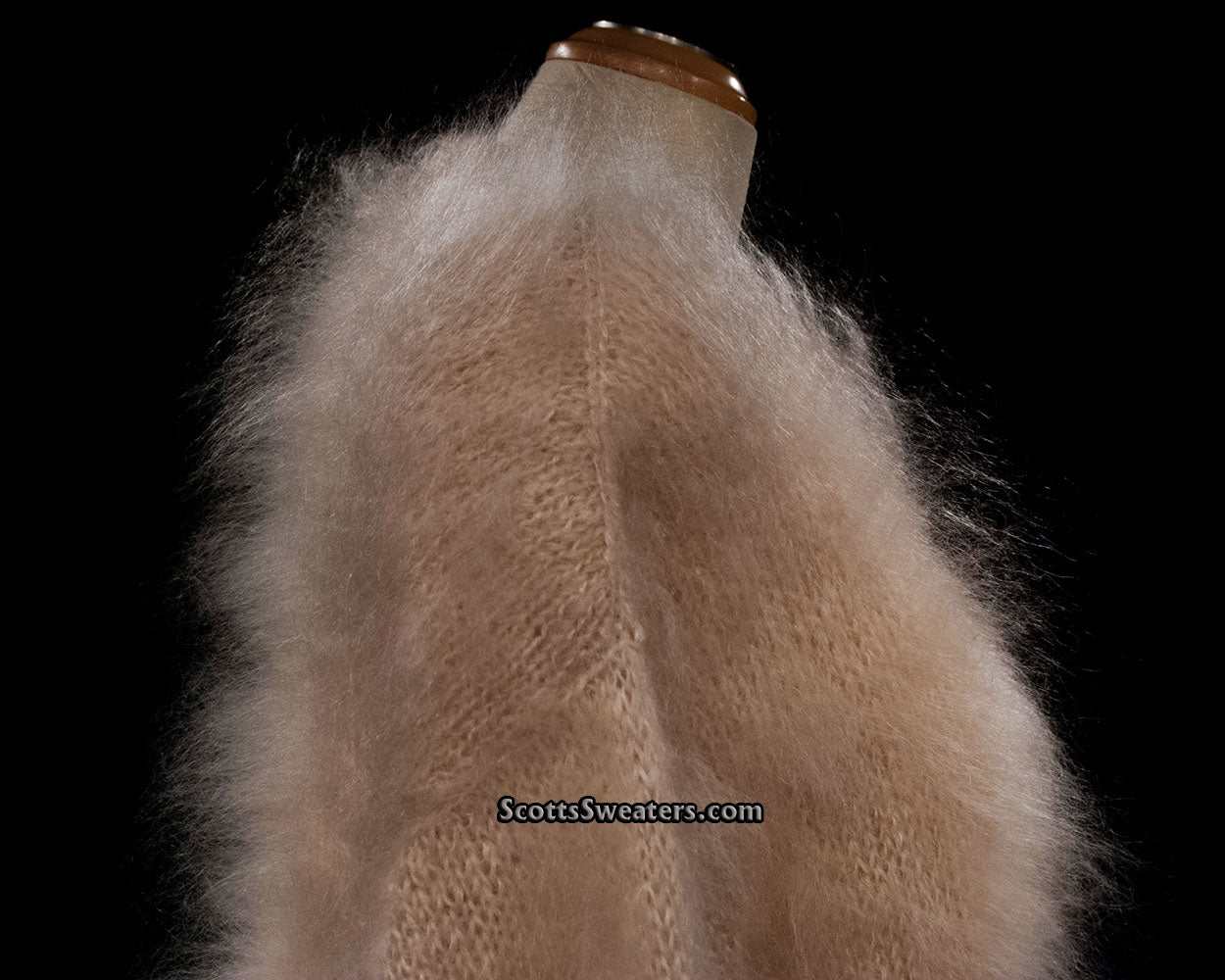 Woman's long fuzzy champagne color mohair crewneck sweater large 2XL by Scott's Sweaters