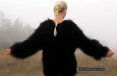 Woman's black fuzzy mohair sweater by Scott's Sweaters, large/X-large size