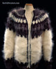 Unisex zipper-front white handknit Icelandic mohair cardigan sweater