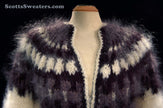 Unisex zipper-front white handknit mohair cardigan sweater
