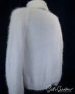 Men's handknit luxurious turtleneck angora sweater in beige with high-quality fiber content