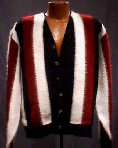 Herren-Strickjacke mit Retro-Streifen aus Kunstmohair