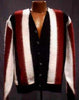 Men's Retro Cardigan fuzzy faux-mohair striped button-front sweater