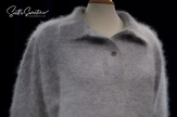 Grey woman's angora polo-neck sweater in small/medium size, 80% angora pullover