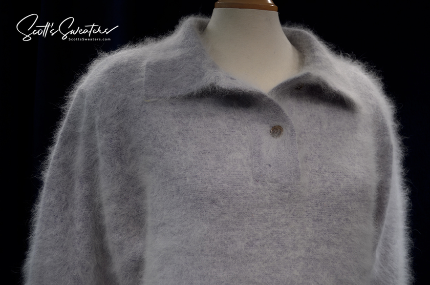Grey woman's angora polo-neck sweater in small/medium size, 80% angora pullover