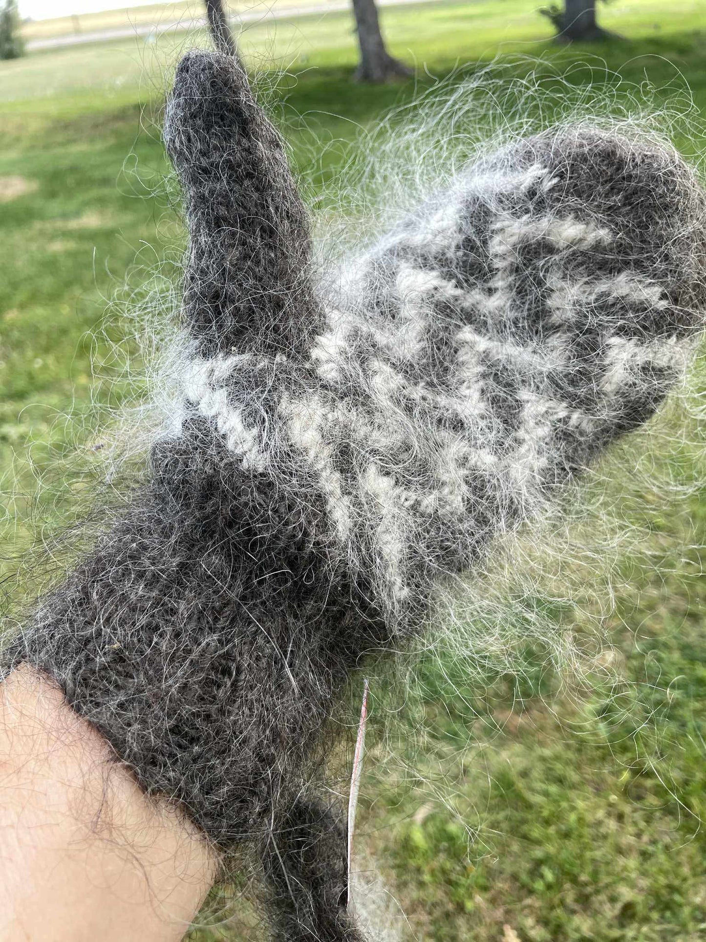 Fluffy New Handknit Mittens of Angora or Mohair from Siberia