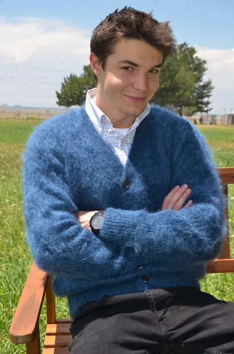 mohair cardigan mens sweater inspired by Kurt Cobain style