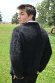 Men's ultra-soft angora zipper-front cardigan sweater light jacket style