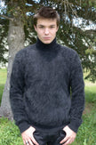 Men's Turtleneck ultra-soft angora sweater Black