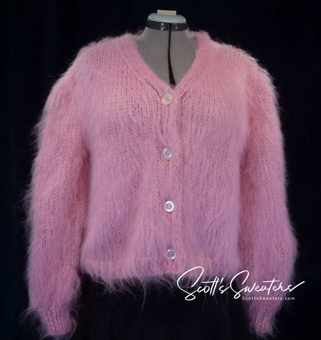 Pink Women's Mohair Cardigan Sweater