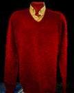 Men's ultra-soft angora V-neck sweater in white, luxurious and warm, available in multiple colors and sizes