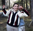Men's retro cardigan with fuzzy faux-mohair texture and striped button-front design