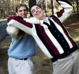 Men's Retro Cardigan fuzzy faux-mohair striped button-front sweater vintage style