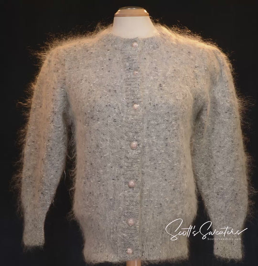 Women's Mohair Sweater Retro Grey Cardigan Sweater King Sheep Ladies Fashion