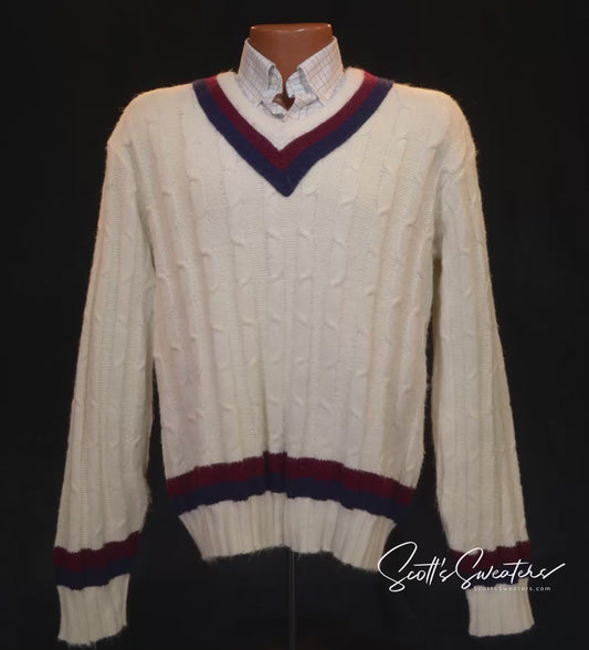 ペニーのメンズ クラシック Vネック プルオーバー テニスセーター 600-036