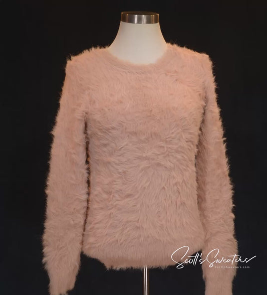 バナナ・リパブリックのレディース ファジーベージュ プラッシュアイラッシュクルーネックセーター