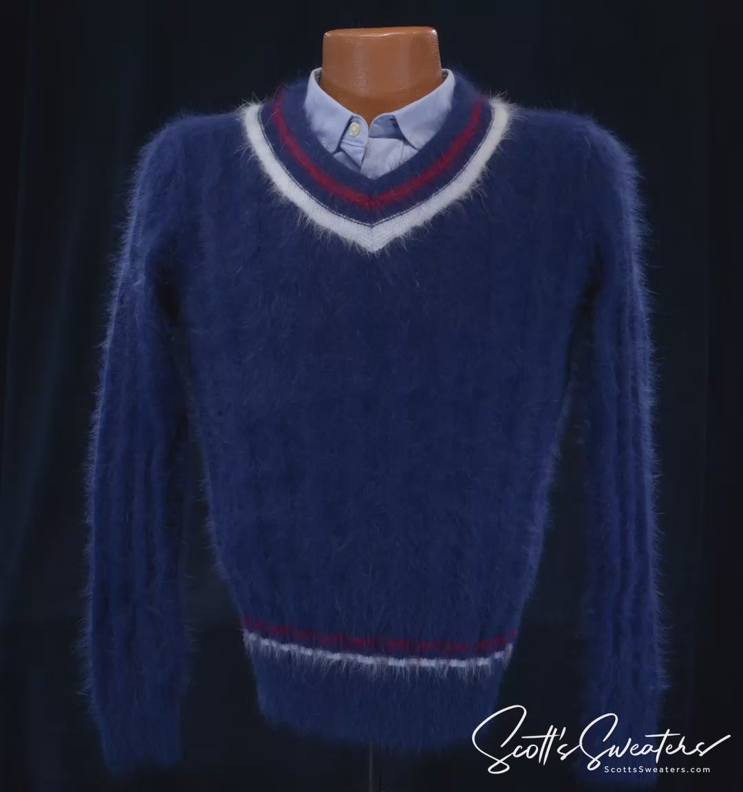 Mens Tennis Sweater - Ultra-Soft Angora Modern Classic Style