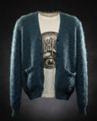 Men's mohair cardigan sweater in vibrant colors, lightweight and warm with wool blend design